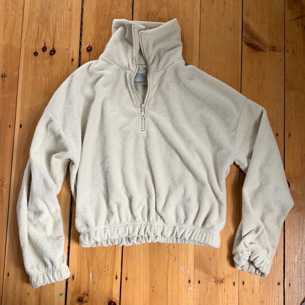 Cropped urban outfitters quarter zip fleece
